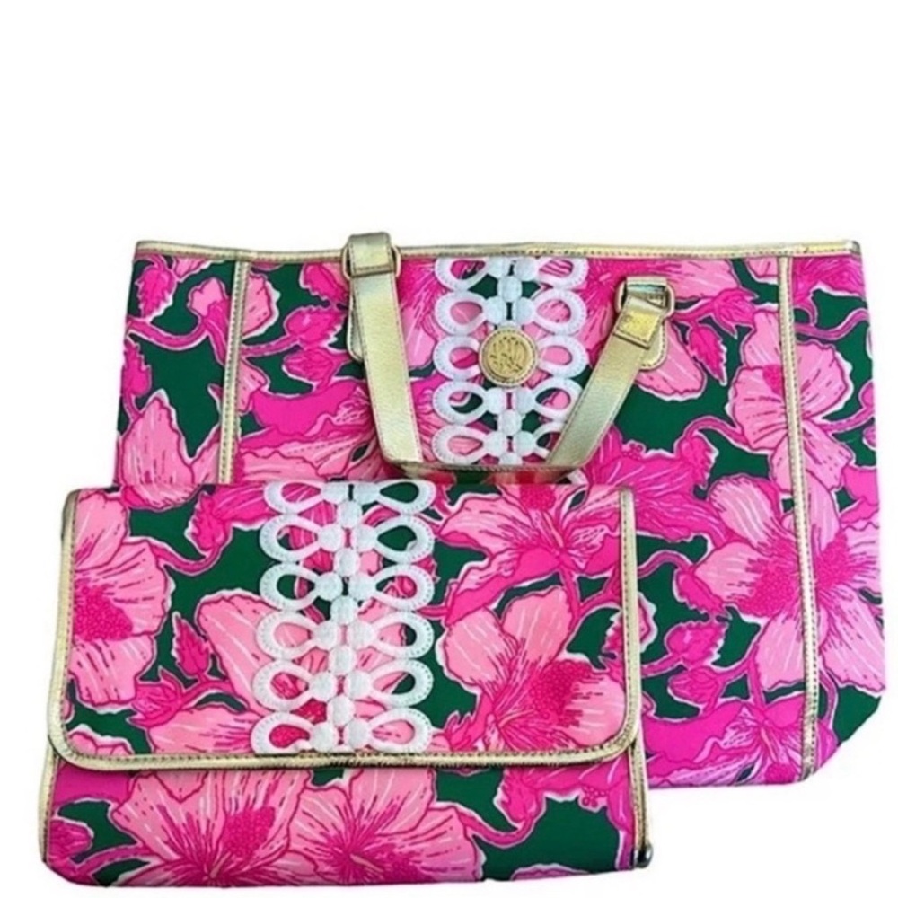 NEW oversized clutch Hibis Kiss lace trim purse bag tote Lilly Pulitzer travel - Picture 7 of 7